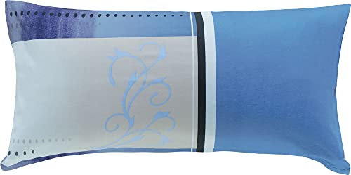 Erwin Müller Kissenbezug, Kissenhülle Single-Jersey blau Größe 40x80 cm - anschmiegsame Qualität, bügelfrei, pflegeleicht, mit praktischem Reißverschluss (weitere Größen)
