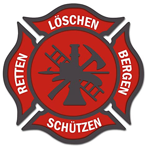 2er Set Feuerwehr Aufkleber rot Autoaufkleber Retten Löschen Bergen Schützen Aufkleber für Helm Auto Kfz Sticker selbstklebend waschstraßenfest R133 (Ohne Wunschname, 5cm 2er Set)
