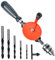 Hand Drill Akamino Powerful and Speedy Manual Hand Drill with Anti Slip Handle and S/S cast 5 Pieces Jaw Chucks for Wood Plastic Acrylic