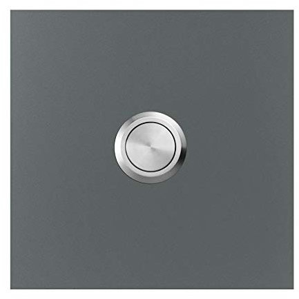 Qualitäts-Klingel basalt-grau (RAL 7012) MOCAVI Ring 500 V4A-Edelstahl Klingel-Taster, quadratisch (8,5 cm), modern, matt, deutsche Markenqualität