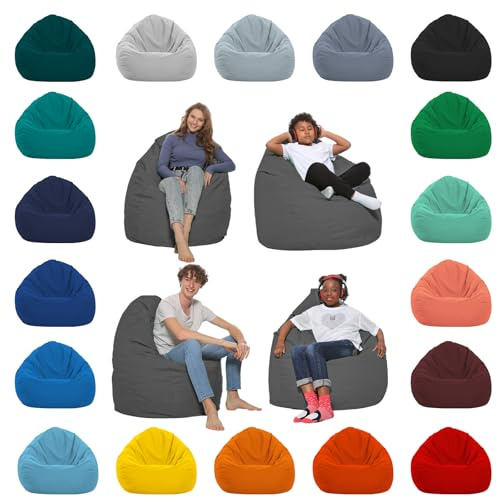 HomeIdeal - Sitzsack XXL Bodenkissen für Erwachsene & Kinder - Geeignet für Gaming oder Entspannen - Indoor wie Outdoor da er Wasserfest ist - mit EPS Perlen, Farbe:Anthrazit, Größe:XXL