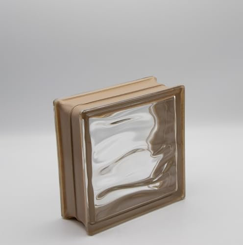 Bloque de vidrio de diseño AQUA Reflex beige brillante 19x19x8 cm - 6 piezas
