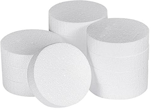 Paquete de 12 círculos de espuma para manualidades (1 pulgada de grosor), disco redondo de espuma de poliestireno para proyectos de bricolaje, pasteles y decoraciones, escultura, modelado, suministros
