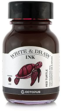 Octopus Write and Draw Ink 409 Red Turtle, Waterproof and Non-fading Ink for Fountain Pen Writing and Drawing, 50 ml