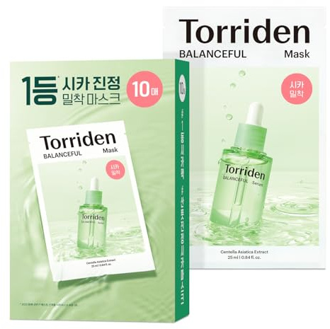 BALANCEFUL - Mascarillas faciales de Cica (10 hojas) – Máscara facial con infusión de centella kola para calmar, equilibrar y nutrir con ácido hialurónico centella asiática y pantenol