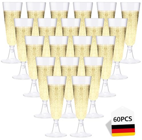 Lutranstra 60 Stück Sektgläser Plastik 160ml für Hochzeit