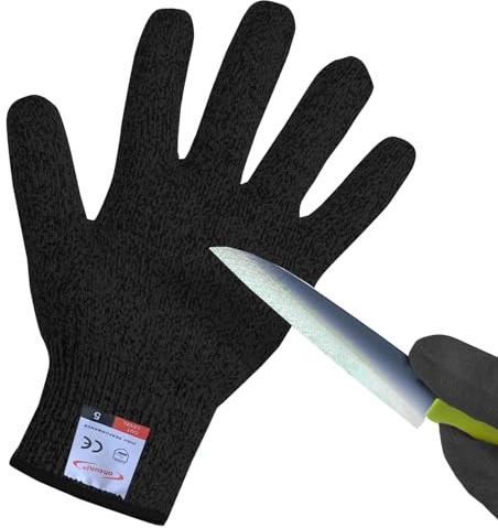 ohsuni Ohsuni Cutting Gloves, 1 Pair Cut Resistant Food Grade Kitchen Peeling Oysters Fillet Processing Wood Carving Gardening (Medium Black)