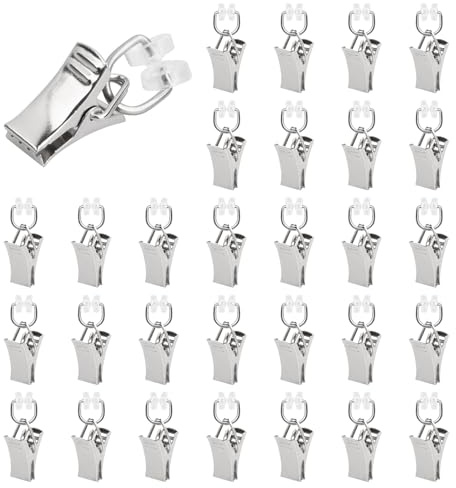 T-Glider Vorhangklammern,Gardinenhaken mit Rollen,Schienengleiter,Vorhangrollen,Metall Gardinenröllchen,T-Schienen Vorhang Clips für Curtain Hooks,Duschvorhang,Türvorhänge,Wohnwagen (30 Stück)