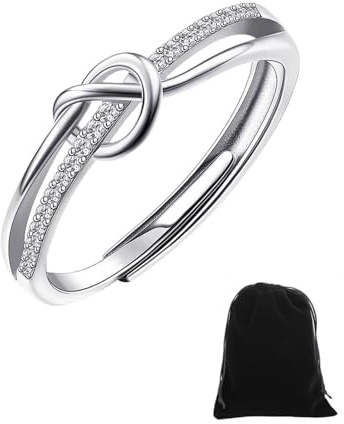 KGDUYC Bagues en Argent 925 pour Femme, Bague Réglable avec Noeud Amour en Argent, Anneaux de Fiançailles en Argent 925, Mariage Bagues Promesse Cadeau d'Anniversaire