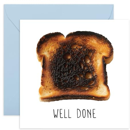 Central 23 Bra jobbkort - Grattiskort - Bra gjort bränt toast - Grattis till ditt nya hem, examen, kampanj, förartest - Jag är stolt över dig gratulationskort - levereras med roliga klistermärken