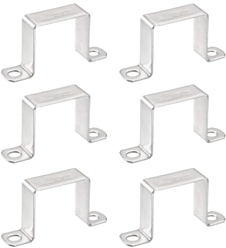 TOP-VIGOR 6 st U-formade anslutningsfästen, 45 mm x 45 mm rostfritt stålfäste rostfritt stål rörklämma, kraftiga ledningsklämmor för rörrörledningsanordning, dörrstängd stånghållare stag