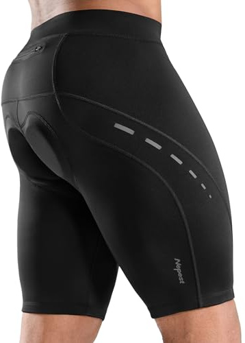 Nepest Cycling Shorts Mens with 4D Padded, Moisture Wicking Black, M