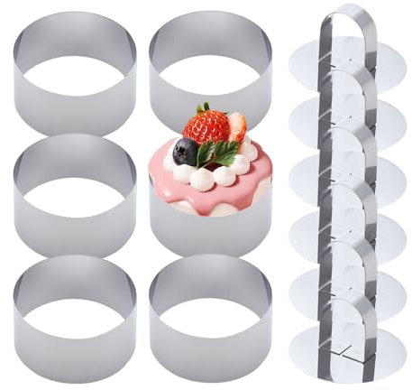 YZROHYI 6 Pezzi Coppa Pasta per Torte 8 cm,Anelli Dessert,Anelli per Torte Riutilizzabili,Coppapasta Tondi Acciaio Inox,Coppa Pasta Per Hamburger,Stampo per Cheesecake Piccolo per Dolci, Mousse