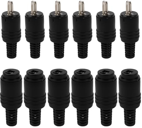 12 Piezas Conectores DIN de 2 Pines para Altavoces con Terminales de Tornillo, Macho y Hembra, Conectores de Cable HiFi,Conector de Cable de Altavoz HiFi Macho,Instalación Fácil,para Sistemas de Audio