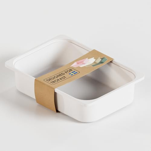 Clutter Cover TRÖVI Box 42 x 30 x 10cm für Trofast Regale, robuste Kiste aus Kunststoff, Weiß, Beige, Rosa & Eukalyptus, Aufbewahrungsbox aus Kunststoff für Kinderzimmer Spielzeug und Haushalt (Weiß)