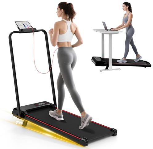 HomeFitnessCode Laufband Klappbar mit Neigung - Walking Pad für Zuhause Klein Laufpad mit Steigung Walkpad Untertisch Elektrisch 1-8 KMH Mini Walking Band Gehband, Schwarz