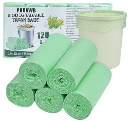 Lot de 120 sacs poubelle à compost de 3 à 6 l pour déchets alimentaires, petits sacs poubelle biodégradables, sacs poubelle verts