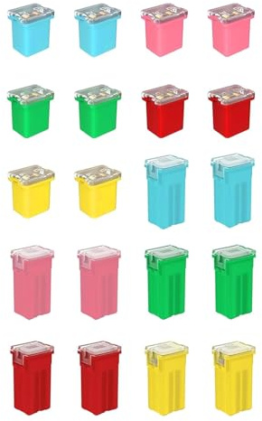 20 Pezzi Fusibili Jcase a Basso Profilo per Auto,Kit Fusibili Auto Fusibili per Veicoli, Camion e SUV,Assortimento di Fusibili a Blocchetto 20A, 30A, 40A, 50A e 60A