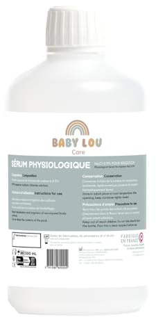BABYLOU CARE | Flaska fysiologisk saltlösning 500 ml | NaCl 0,9 % | Tillverkad i Frankrike | Rengöring av näspassagen | Näshygien | För extern bevattning