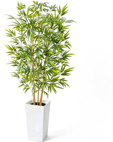 Fairblo Bambu Artificial 180 cm Plantas Artificiales Grandes Arbol Artificial Interior con Madera Blanca Árboles di Bambú Artificial Exterior para Decoración Oficina Dormitorio Hogar Jardín Balcón