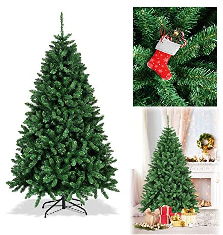 COSTWAY 180 cm Künstlicher Weihnachtsbaum, Tannenbaum mit Metallständer, Kunstbaum Weihnachten, PVC Christbaum für Zuhause, Büro, Geschäfte und Hotels, Grün
