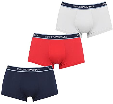 Emporio Armani Herren Underwear 3-Pack Core Logoband Trunks, Marine/Poppy/Cloud, M