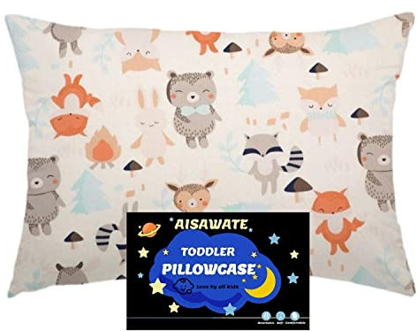 Kinder Kissenbezug 40 x 60 cm - Bio Baumwolle Kopfkissenbezug - Baby Kleinkind Kissen Kissenbezüge für Kinderwagen - babykissen bezug mit Umschlagverschluss