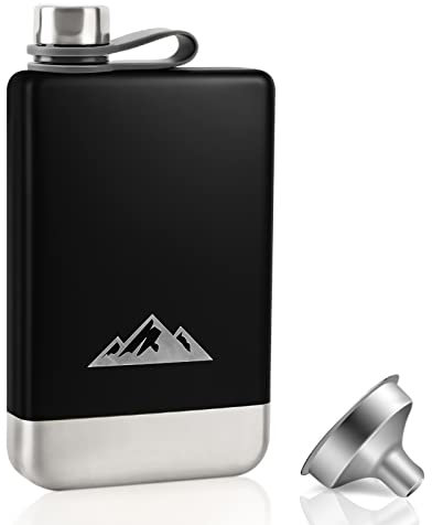 KWANITHINK Hip Flask, Stainless Steel 8oz Hip Flasks for Men with Funnel, Whiskey Flask for Outdoor Camping Climbing Hiking Picnic