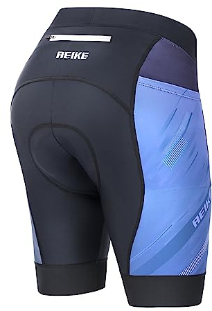 Aeike Womens Bike Shorts 4D Padded Cycling Shorts for Women with Pockets Wide Waistband Quick-Drying Blue