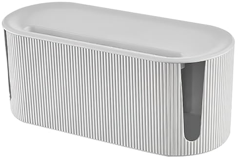 DAWRIS Scatola organizer per cavi con coperchio, bianco, 31 x 13,5 x 12,5 cm, in plastica ABS, gestione cavi per ciabatte, protezione contro le sovratensioni, grande capacità, coperchio di chiusura