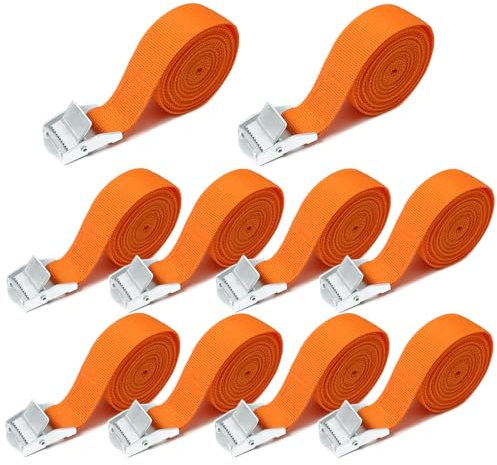 10 correas tensoras cortas, 2 m, color naranja