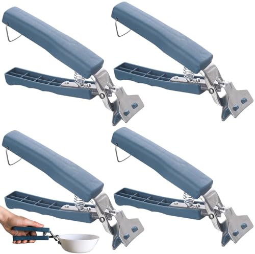 GOMETY Pinza in Acciaio Inossidabile per Cucina: Set di 4 Pezzi Antiscivolo, Manico Ergonomico per Pentole e Teglie Sicure, Ideale per Pizza (Argento)