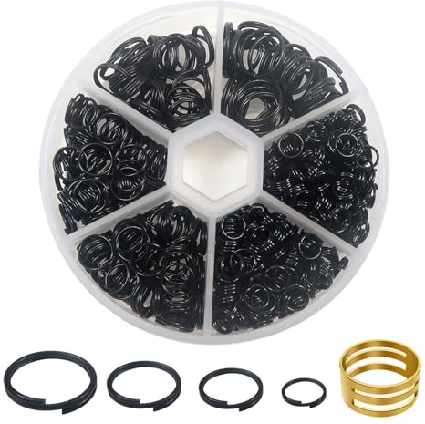 TOAOB 600pcs Anneau Ouvert Double Ronds Noir Anneaux Porte Clé en Metal Jump Ring de Bijoux 6mm 8mm 10mm 12mm avec Boite de Rangement pour Fabrication de Bijoux