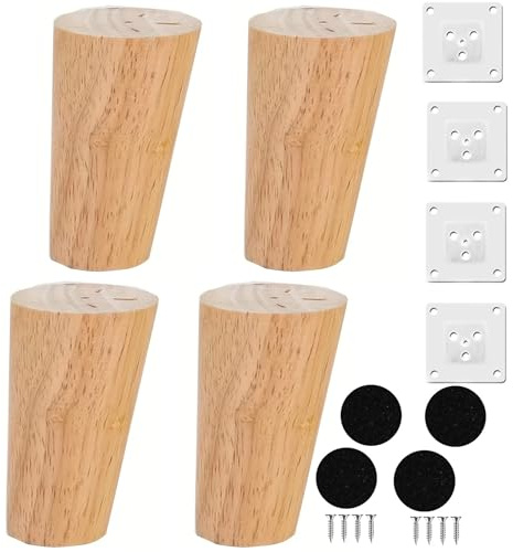 Goomp 4 Patas de Madera para Muebles 12 cm,Patas para Muebles Madera Patas Mueble Patas para Mesillas de Noche Patas de Sofá de Mediados de Siglo para Sofá,Cama,Sillón,Gabinete