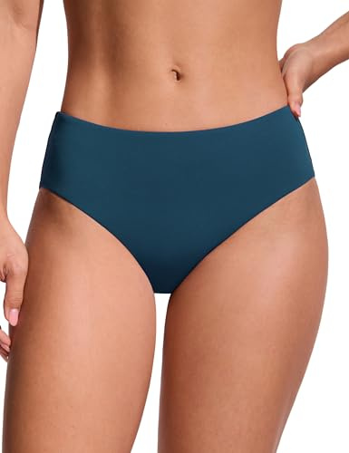 CRZ YOGA Bikinitrosor med medelhög midja | Medelhögt skurna ben, medeltäckande rumpa, heltäckande, baddräkt, badbyxor för kvinnor