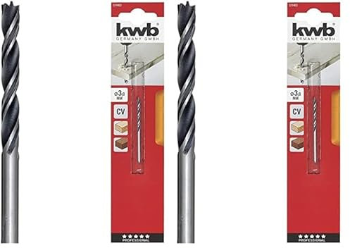 kwb Mèche hélicoïdale à bois Ø 4 mm de qualité industrielle pour des perçages propres et une trajectoire rectiligne stable (Lot de 2)