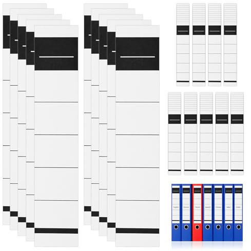 100 Pcs Etiquetas Autoadhesivas para Archivadores de Palanca de Cartón, Etiquetas Autoadhesivas para Lomo de Carpetas de 5 cm y Revisteros Anchas, Blancas(3,6 x 19 cm)