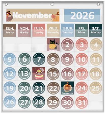 Calendario mensual de bolsillo para aula, con 88 tarjetas impresas de días de la semana, aprendizaje escolar, material esencial para profesores que se adapta a cualquier institución escolar (blanco)