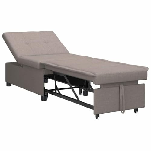 vidaXL Soffa Säng 3-i-1 Utdragbar Design i Taupe Tyg | Kompakt soffa med justerbart ryggstöd. Perfekt för gästrum och vardagsrum. Hållbar och stark ram. Avslappnade möbler för inomhusbruk och sittplat