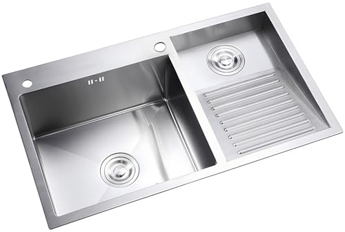 Lavello a doppia vasca in acciaio inox SUS 304 di alta qualità con lavabo, facile da pulire, lavandini per cucina, bagno e balcone, resistente ai graffi, design versatile
