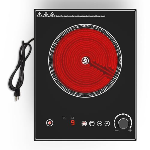 Puincunor 1800W Portable Electric Cooktop – Features touch & knob controls with 10 heat levels, child lock, and timer. 110V for home, camping, and apartments.