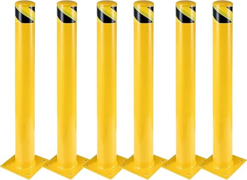 Pilona Parcheggio Gialla Barriera Anti Intrusione, Paletto del Dissuasore per Pianificazione Stradale (6, alt. 91 cm)