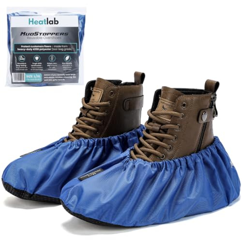 Heatlab Reusable Shoe Covers for Work Boots – Heavy-Duty 420D Polyester Shoe Protectors – Long-Lasting, Non-Slip, Elastic Fit – Protect Floors for Trades. SMALL/MEDIUM UK 6-8