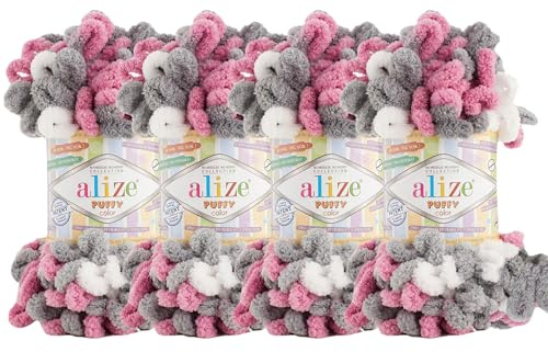 Alize Puffig färg babyfilt garn parti om 4skn 400 g 39,3 yds 100% mikropolyester mjukt garn handstickgarn (6070)