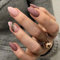 Brishow Almond Nägel zum Aufkleben Künstliche Nägel Kurze Rosa Press on Nails mit Gold Glitzer Ballerina Acryl Falsche Nägel 24 Stück für Frauen und Mädchen (Rosa)