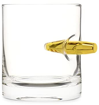 Bar Amigos Crystal Bullet - Vaso de whisky individual de 300 ml, juego de regalo único para whisky escocés, transparente