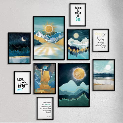 Giallobus - Set med 10 väggaffischer - Geometric Nature Collection 1 - Bestruket papper - | 2 x A3 42x30cm | 4 x A4 30x21cm | 4 x A5 21x15cm | - UTAN RAMAR - Moderna målningar vardagsrum