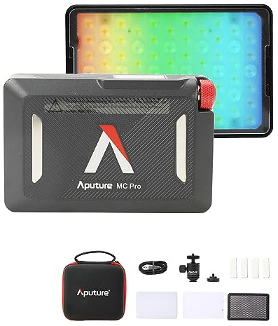 Aputure MC Pro Camera Lights,RGBWW LED Video Lights Lensed Mini LED Panel Full Color Portable Photography Lighting,4200mAh Rechargeable Battery,APP Control, Support Magnetic Attraction