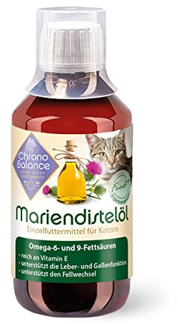 ChronoBalance 250 ml Aceite De Cardo Mariano para Gatos, Suplemento Nutricional, Rico en Vitamina E, Omega-6 Y Omega-9, Apoyo para Tejidos Y Pelaje, Incluye Vaso Dosificador