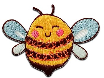Mono-Quick Biene kindlich Tier - Aufnäher, Bügelbild, Aufbügler, Applikationen, Patches, Flicken, zum aufbügeln, Größe: 3,3 x 4,5 cm